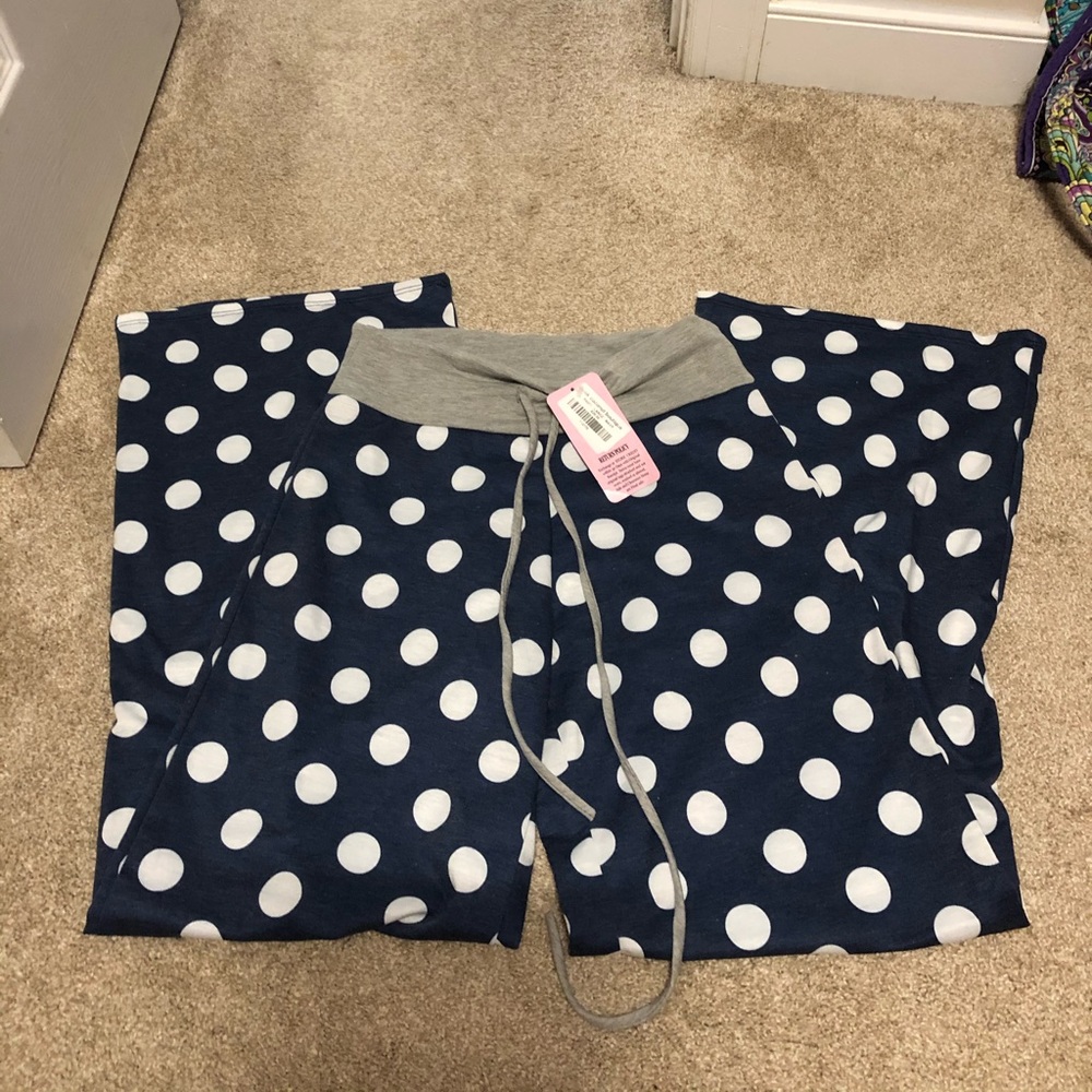 NWT Navy with white polka dot pj pants
